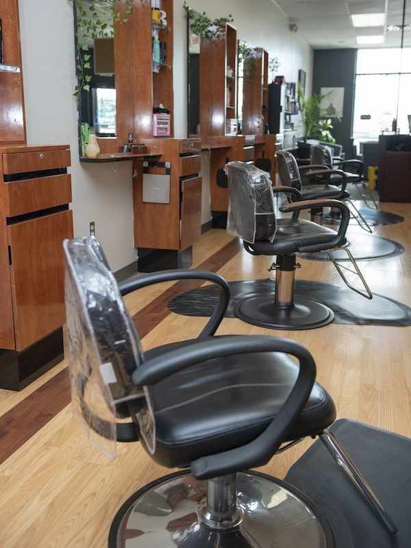 hair-styling-stations-the-look-salon-adrian-mi Row of hair styling chairs